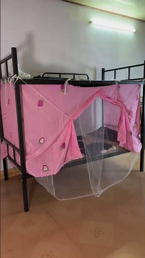 Dorm Bed Curtain and Mosquito Net Full Privacy Setup #mosquitonet #dorm #shortsfeed
