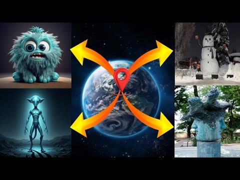 I Found eyes monster and Snow Man Vs alien and Two head Sculpture#earth #maps #growthlocation17