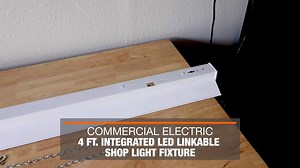 Commercial Electric 4 ft. Plug-in Pull Chain Linkable Integrated LED White Shop Light Garage Light 3600 Lumens 36W Bright White 4000K 54103161