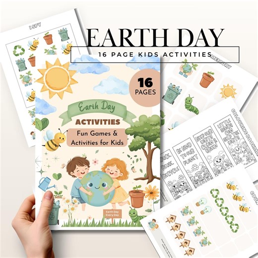 Earth Day Activity Book Printable, Kids Worksheets, Preschool Learning Activities, Homeschool Workbook, Colouring Pages, I Spy, Puzzles - Etsy