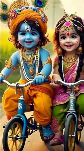 Radha Karishna Cycle Pe Ghum Rahe Hai 😇🛕 #nannuchunnu #comedy #shorts