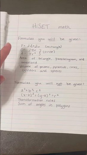 HiSET Math Formulas! #hiset #hisetmath