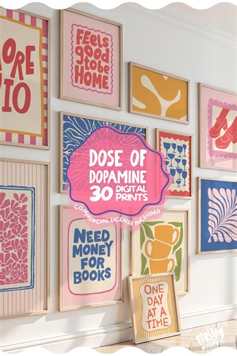 Colorful Dopamine Decor Set of 30 Printable Wall Posters, Trendy Bright Eclectic Prints, Instant Download, Commercial License Included | 130 - Etsy