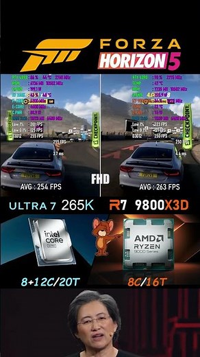 CORE ULTRA 7 265K VS RYZEN 7 9800X3D FORZA HORIZON 5 FHD | #ultra7265k #r79800x3d #cpu