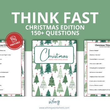 Christmas Rapid Fire Challenge Game | Printable Holiday Think Fast Activity | 16