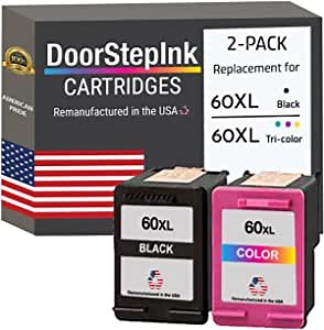 DoorStepInk Remanufactured in The USA Ink Cartridge Replacements for HP 60XL 60 XL Black and Color for PhotoSmart C4780 C4795 C4680 C4650 D110 D110a DeskJet F4480 F4280 F4580 D2530 D2545 Envy 100 111