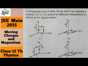 A rectangular loop of sides 10 cm and 5 cm carrying a current i of 12 A is placed in different orien