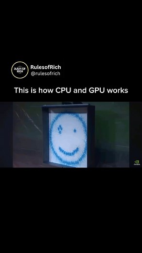 MOTIVATION | BUSINESS | TECHNOLOGY on Instagram: "How does CPU and GPU Work? Follow us @rules0frich for more amazing content like this ✨ CPU (Central Processing Unit): -Considered the brain of the computer. -Designed for general-purpose processing, capable of carrying out a wide range of tasks. -Excels at sequential processing, where tasks are completed one after another. -Has fewer but more powerful cores designed for executing complex instructions efficiently. Ideal for tasks that require high