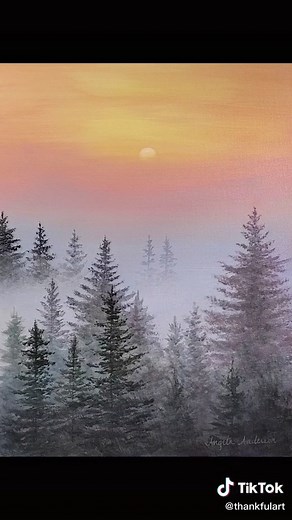 Misty Pine Tree Sunrise Painting Tutorial | Fine Art Nature Silhouette