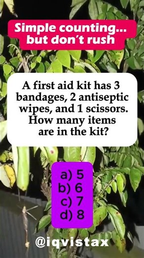 🩹 First Aid Kit: 3 Bandages + 2 Wipes + 1 Scissors = Total Items? #shorts #iqvistax
