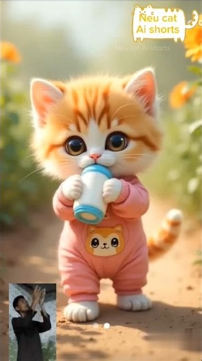 “Doodi Doodi Dum Dum, a cute cat is drinking milk.” ✅🥰😺🍼#funny #cute #cat #CatShorts