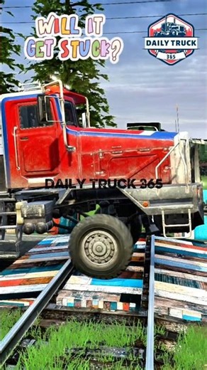 Red Tank Truck vs Fast Moving Train Crossing! 🚂😱