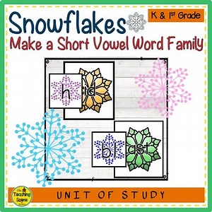 Snowflake Themed Make A Short Vowel Word Family Center