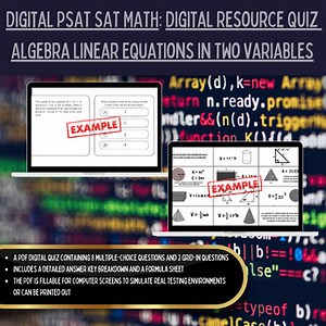 Digital SAT Prep MATH (DSAT) Worksheet Algebra Linear Equations in 2 Variables