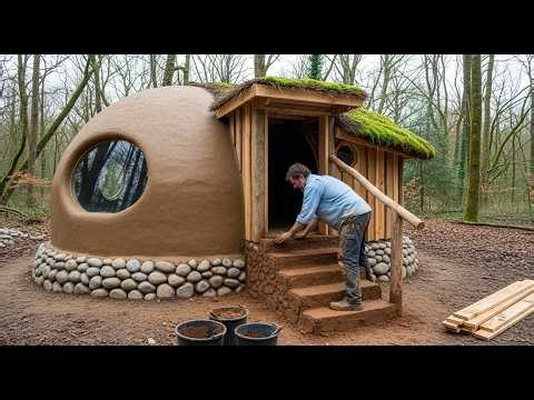 Man Builds an Incredible Bushcraft Clay Shelter in the Wild | Start to Finish Survival Build