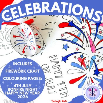 4th of July Fireworks Craft 2026 New Year coloring page | Celebrations