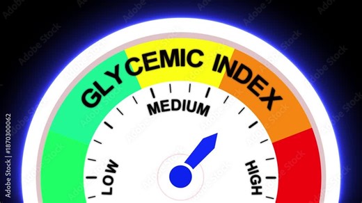 Glycemic Index meter showing medium level gauge indicator meter measurement. Stock-Video