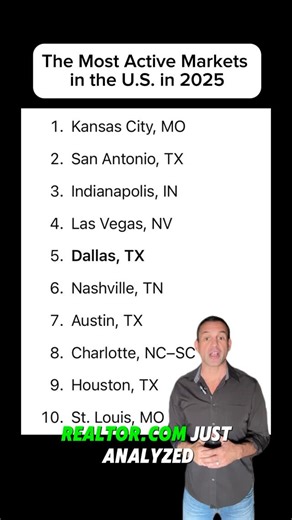 DFW Realtor - Mike McDonald | The Most Active Markets in the U.S. in 2025 People always ask me if homeowners are still moving — and the data says yes. Realtor.com just... | Instagram
