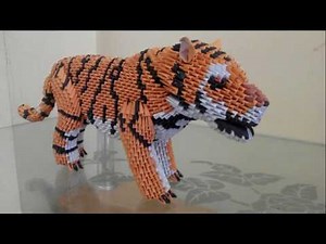 tutorial origami 3D Tiger (harimau indonesia) part 7