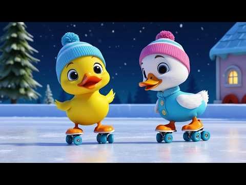 Duck Wears Roller Skates on Ice | Funny Kids Nursery Rhyme Animation