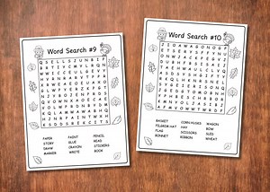 Thanksgiving Word Search Worksheets | 15 Printable Activity Pages for Kids | Fall Classroom Games & Puzzles - Etsy