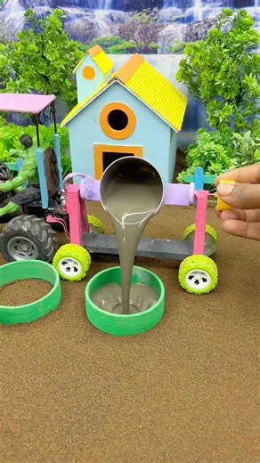 😱 Real Working Mini Tractor Making Cement Pillar | Amazing DIY Construction Machine 🚜 #shorts