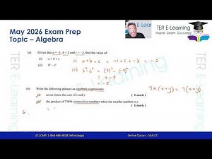 CSEC Maths - Algebra (May 2026 Prep) (Terry David)