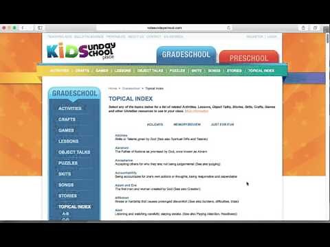 How to use the topical index on Kids Sunday School Place