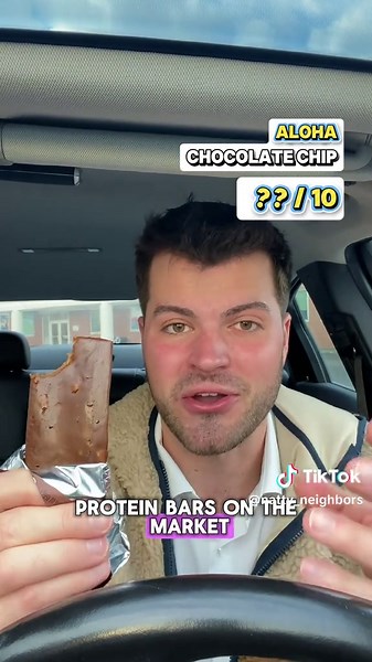 👇 Have you tried Aloha?? 🍫 Aloha Vegan Chocolate Chip Cookie Dough •240 Calories •14g of Protein ✅ FOLLOW to help find the TOP Protein Bar & as always… Stay NATTY, my NEIGHBORS 🫡🏡 #proteinbar #proteinbars #proteinpacked
