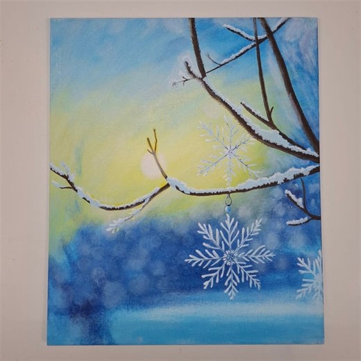 Acrylic painting of snow flakes on a canvas Board ArtbyParitoshdas #acrylicpainting #artbyparitoshdas #paintingoncanvas #artoftheday #artist #snowflakes #SnowflakePainting #Christmas | ArtbyParitoshdas