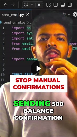 Still sending balance confirmations manually? I just sent 500 emails in 14 seconds. No copy-paste. No Outlook clicking. Just one system doing everything - from reading Excel to sending… | Abhinav Vijay