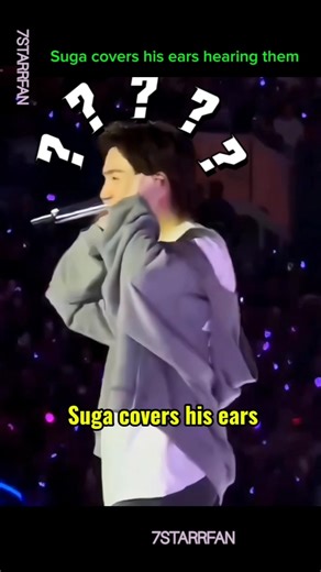 Suga covers his ears from loud fans😂😱 #bts #suga #yoongi #shorts #shortsfeed #fanpage #viral