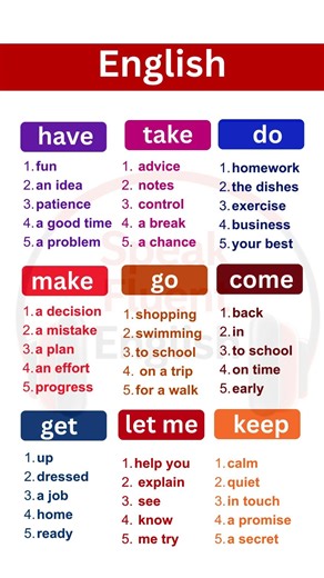 📌 Master English Verb Collocations FAST | Have, Take, Do, Make, Go, Come, Get, Let Me, Keep