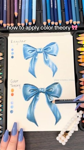 How to elevate art with color theory 🩵 colored pencil art tutorial #colortheory #arttutorial