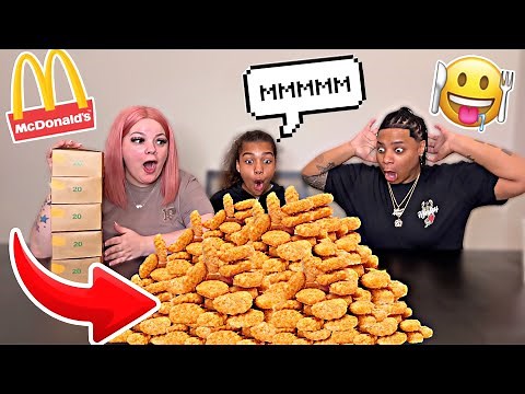 EATING 100 CHICKEN NUGGETS CHALLENGE !! CAN'T BELIEVE LINA ATE 50