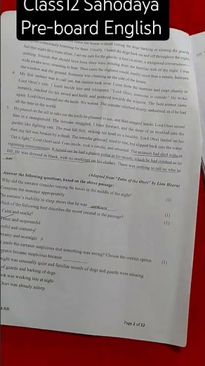 Class12 English l Sahodaya Pre-board Question Paper (2025-26)