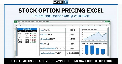 Stock Option Pricing Excel — Real-Time Option Chains, Greeks & Pricing Models