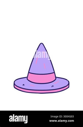 stretching up animation of hand drawn cartoon doodle of a witches hat Stock Video Footage - Alamy