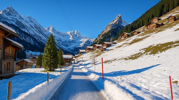 Winter Wonderland in Gimmelwald, Switzerland (4K) – Peaceful Alpine Village Walk