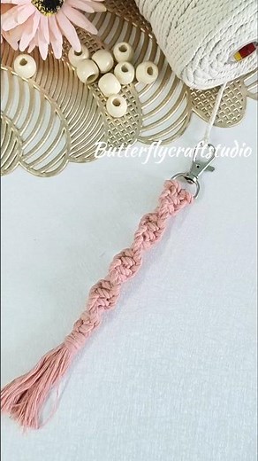 DIY Easy and Cute Macrame Keychain #Macrame for beginners #Easy Macrame Craft Ideas #easycraftideas