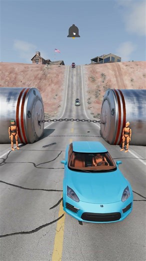 Chain Barrier Disaster & Fatal Failure | BeamNG Drive – PART 3 #beamngdrive #shorts