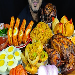 Eating Street Food- Grilled Chicken, Maggi Masala Noodles, Singhara/Samosa, Bhel Puri, Egg Toast And Boiled Egg 😋😍 Watch this video on high Quality- https://youtu.be/I1gKtSaf9ko | Eating Express
