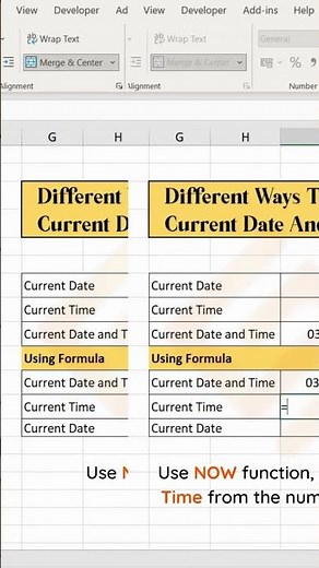 Different Ways to Insert Current Date and Time in MS Excel | Excel Free Tutorials