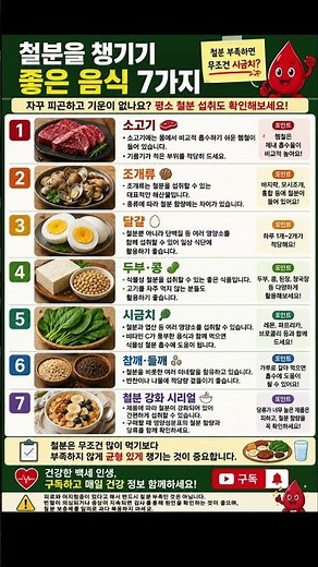 철분을 챙기기 좋은 음식 7가지