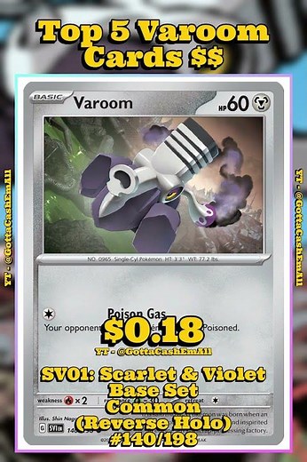 Top 5 RAREST Varoom Pokémon Cards #pokemon #pokemontcg #pokemoncards #pokémon #top5 #tcg