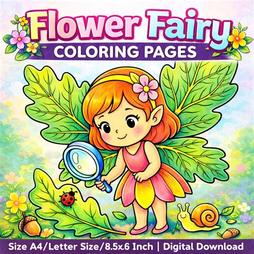 Flower Fairy Coloring Pages Bundle | Kawaii Printable Sheets (digital Download) - Etsy