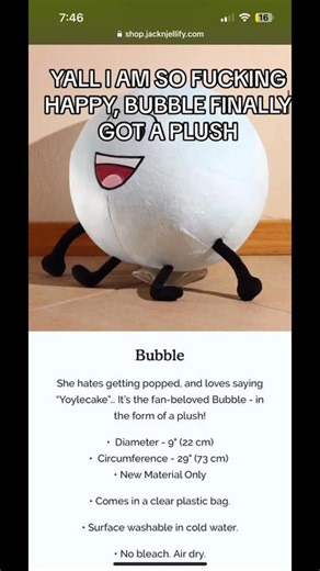 IM SCREAMING #bfb#bfdi#bubblebfdi#bubblebfb#bubblebattlefordreamisland#battlefordreamisland#plushie#plush#objectshow#osc#objectshowcommunity#screaming#yes#bubbletpot#tpot#imsohappy#yippee