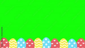 Easter eggs animation. Animated easter border on green background