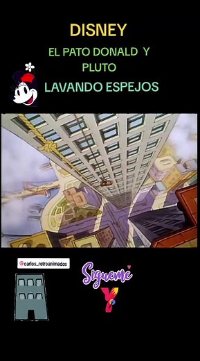 El Pato Donald y Pluto Lavando Espejos en Disney