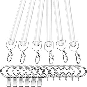 Suzile Clear Acrylic Curtain Pull Wand Clear Curtain Pull Rod for Opening Closing Curtains Universal Drapery Pull Rod with Metal Snap Invisible(6 Pack,36 Inch)